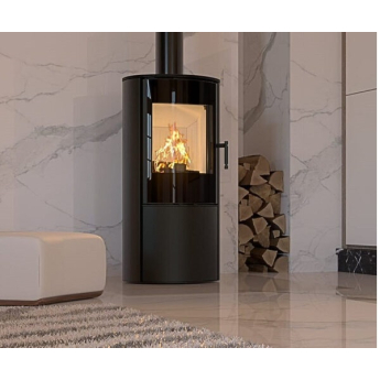 ACR Osprey eVe Sleek Wood Burning Stove on Log Store